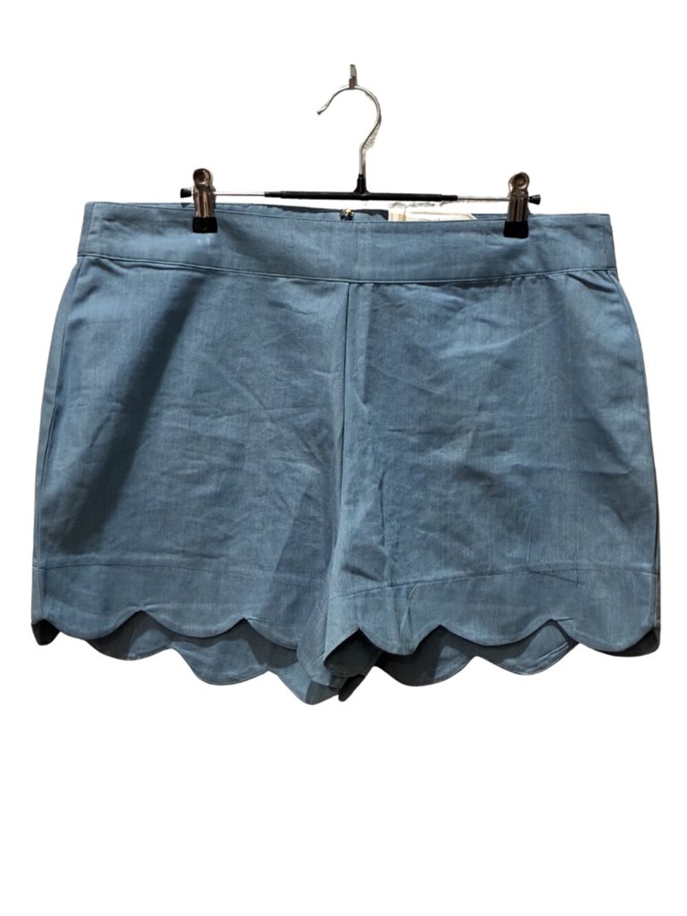 NWT Mud Pie "Serena" Scalloped Chambray Cotton Blend Shorts Preppy Coastal Boho